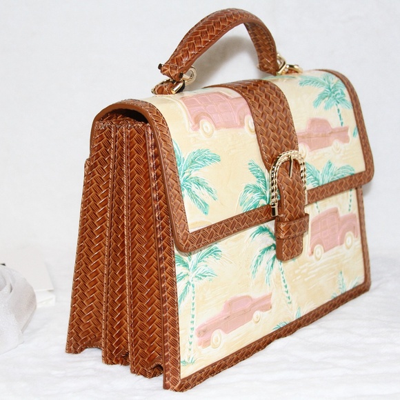 BRAHMIN Hallie Satchel Honey Brown Copa Cabana Leather Purse - Picture 2 of 7